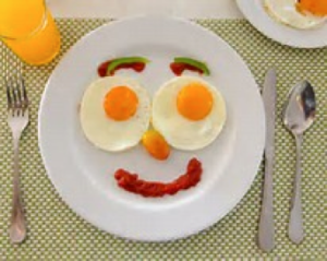 Breakfast foods in a smiling face